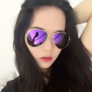 近视太阳镜彩膜女开车潮人墨镜复古情侣眼镜炫彩片反光蛤蟆镜