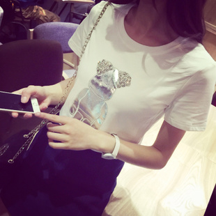 【哚啦】2015韩版学院风卡通图案可爱纯棉短袖T恤女